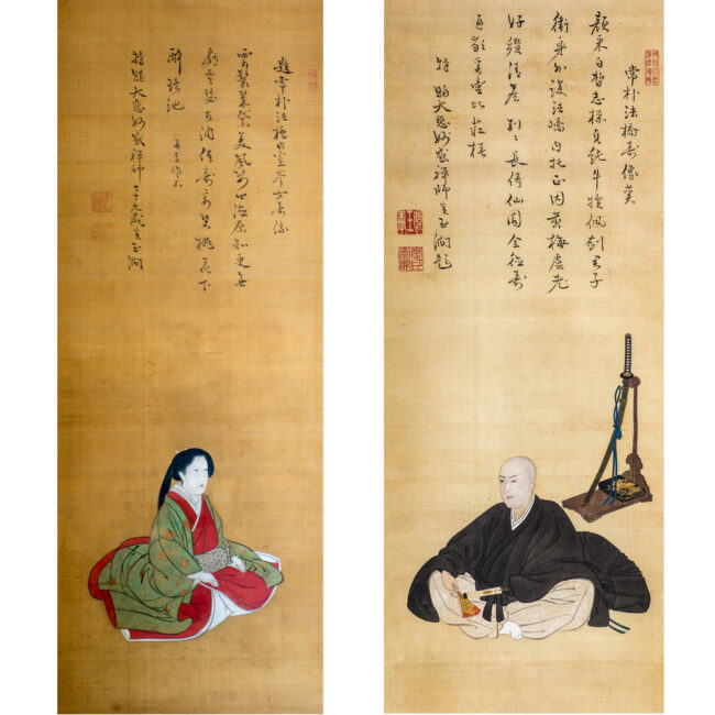 Estatua de AKAZAWA Joboku Hokkyo y Estatua de Joboku Hokkyo Naishitsu Ginjo (c. 1848)